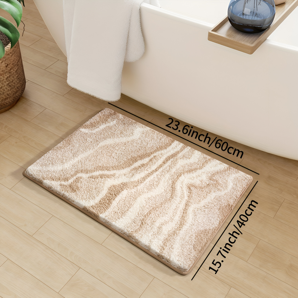 Marble Pattern Plush Bath Mat Non Slip Absorbent Bathroom Rug
