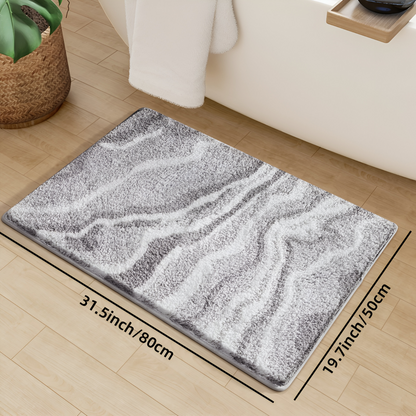 Marble Pattern Plush Bath Mat Non Slip Absorbent Bathroom Rug