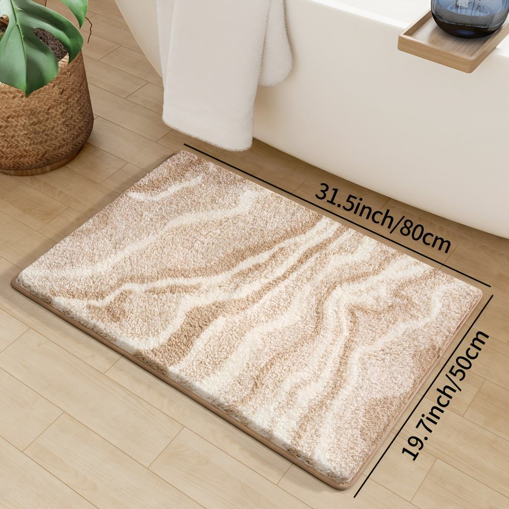 Marble Pattern Plush Bath Mat Non Slip Absorbent Bathroom Rug