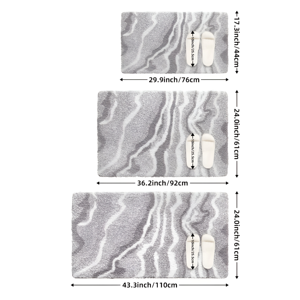Marble Pattern Plush Bath Mat Non Slip Absorbent Bathroom Rug