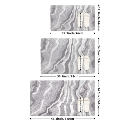 Marble Pattern Plush Bath Mat Non Slip Absorbent Bathroom Rug