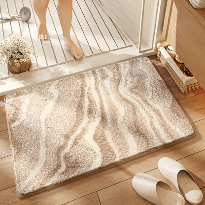 Marble Pattern Plush Bath Mat Non Slip Absorbent Bathroom Rug