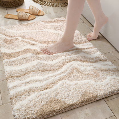 Marble Pattern Plush Bath Mat Non Slip Absorbent Bathroom Rug