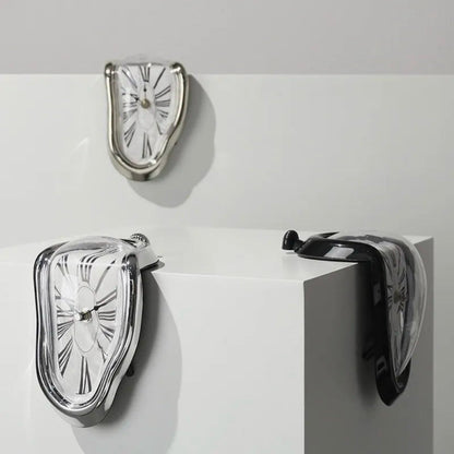 Melting Desk Clock Decorative Surreal Shelf Table Silent Quartz Display