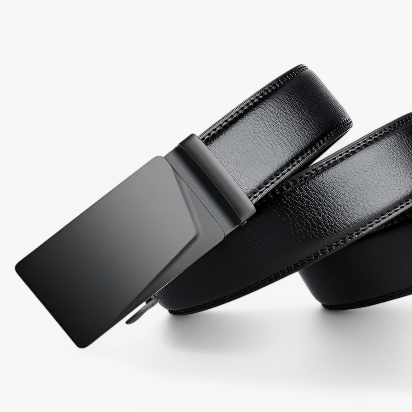 Mens Automatic Buckle Belt Black PU Leather Waist Belt