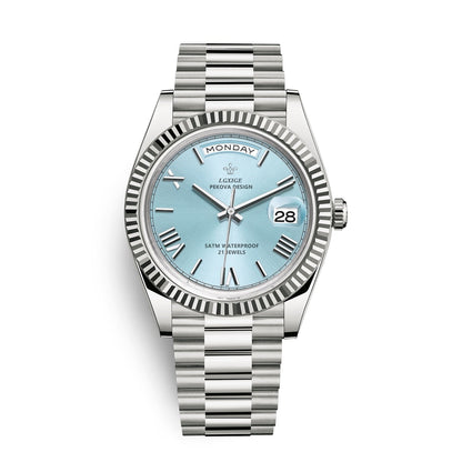 Mens Automatic Watch Day Date Mechanical Stainless Steel Wristwatch