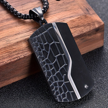 Mens Black Pendant Necklace Stainless Steel Vintage Chain Jewelry