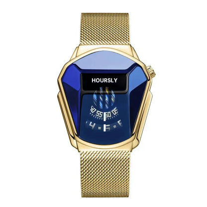 Mens Digital Quartz Watch Stainless Steel Strap Oval Case