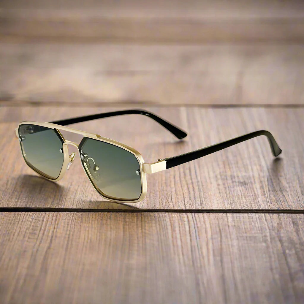 Mens Geometric Aviator Sunglasses Scratch Resistant Retro Eyewear