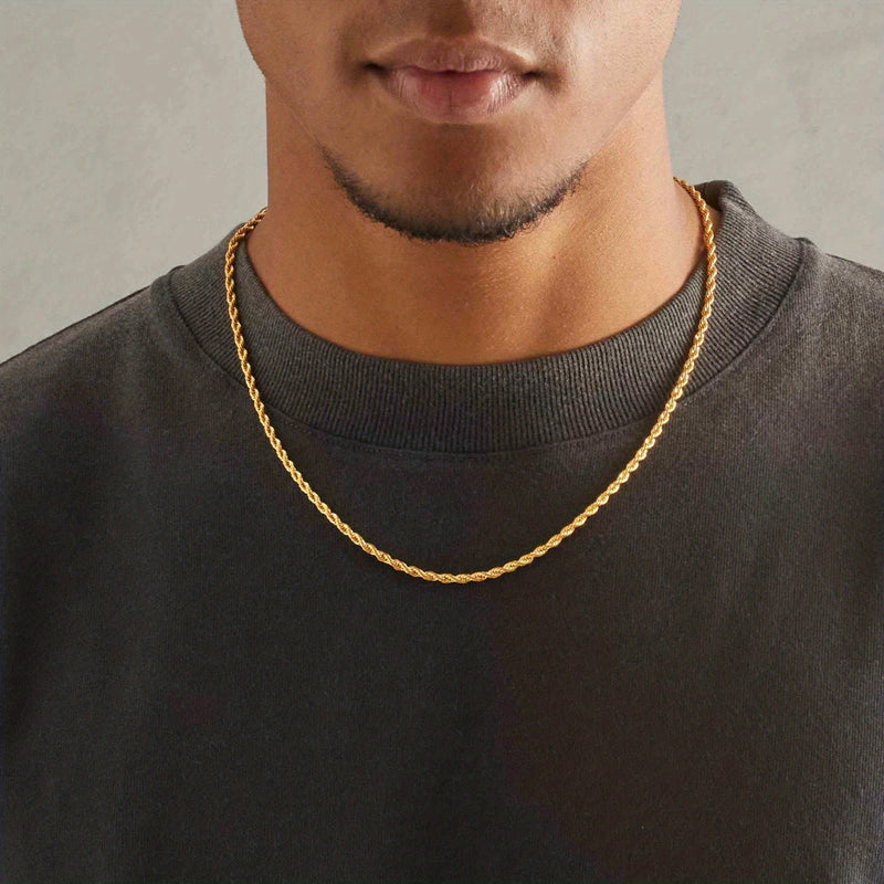 Mens Gold Chain Necklace Stainless Steel Hip Hop Jewelry