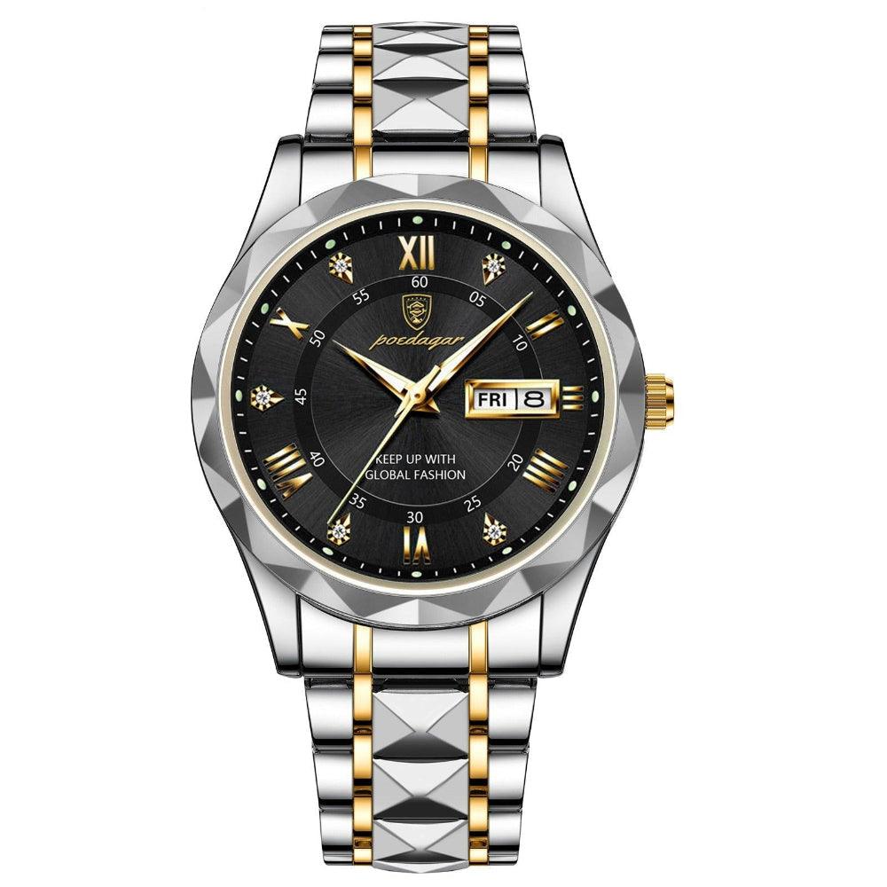 Mens Luxury Stainless Steel Quartz Wrist Watch Elegant Durable Timepiece