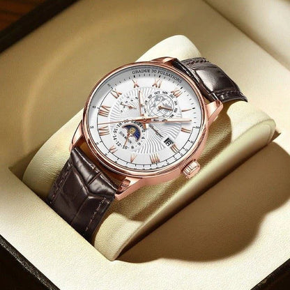 Mens Mechanical Moonphase Watch Luxury Automatic Wristwatch
