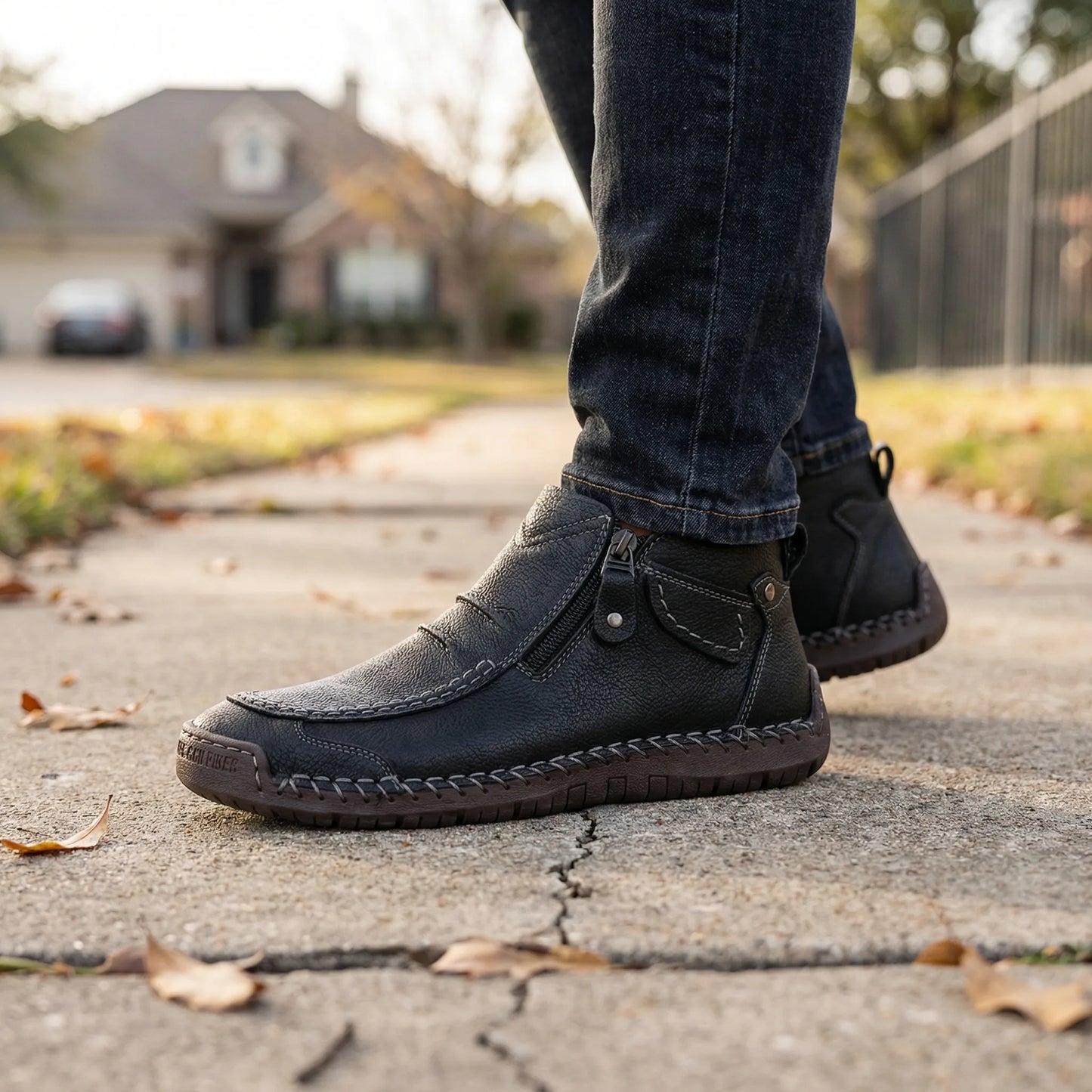Men's Orthopedic Zip Boots Comfortable High Top Walking Shoes