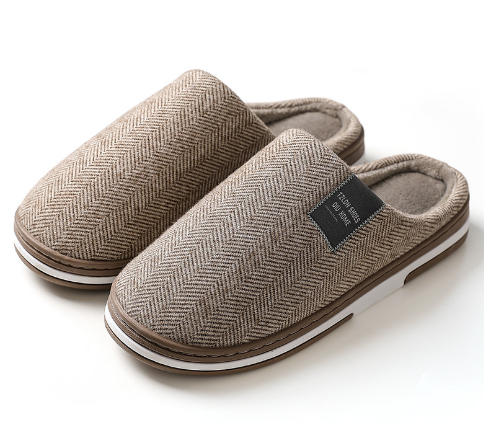 Men's Plush Lined Slippers Warm Indoor House Shoes