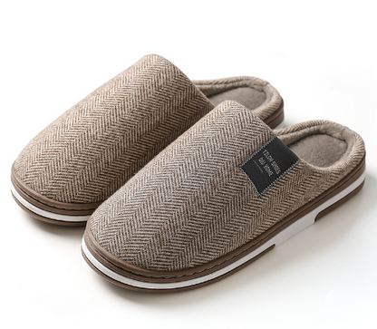 Men's Plush Lined Slippers Warm Indoor House Shoes