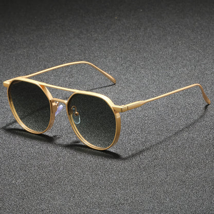 Mens Retro Round Sunglasses Blue Tint Vintage Metal Eyewear