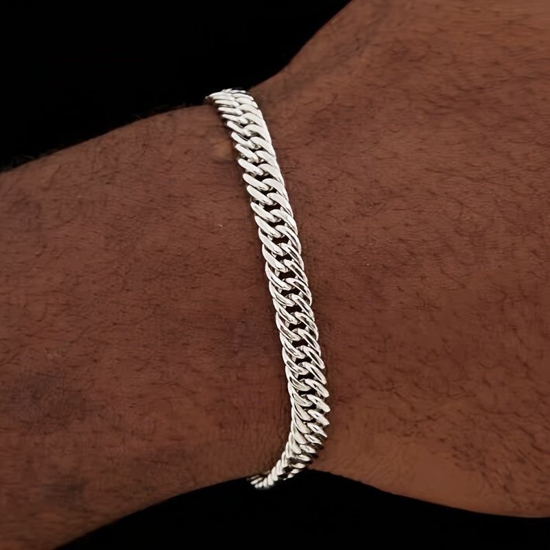 Mens Twist Link Bracelet Stainless Steel Hip Hop Jewelry