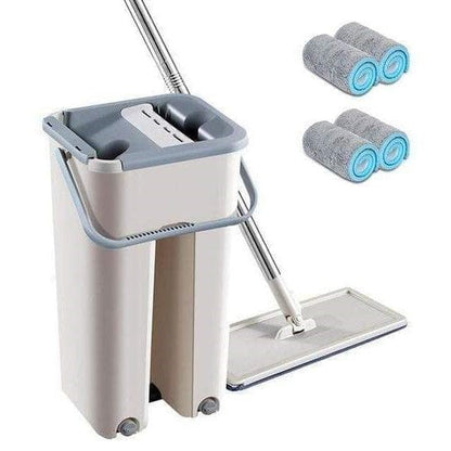 Microfiber Flat Mop Bucket Set Self Cleaning Floor Mop