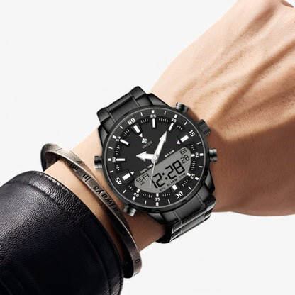 Military Chronograph Watch Stainless Steel Tactical Analog Wristwatch