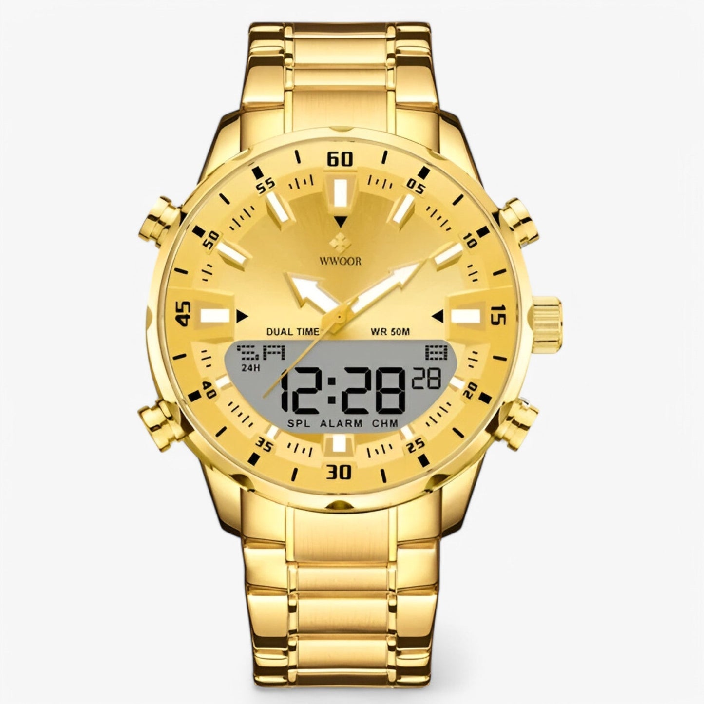 Military Chronograph Watch Stainless Steel Tactical Analog Wristwatch