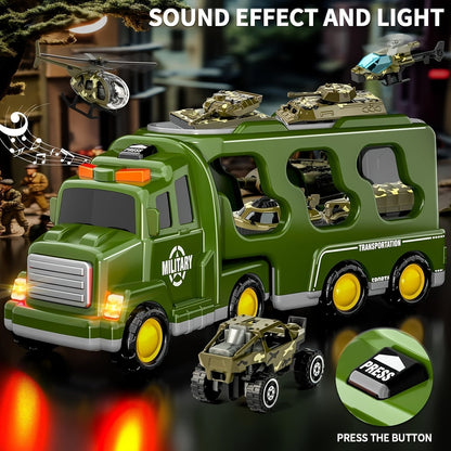 Military Toy Truck Set Kids Army Vehicles Soldiers Playset 14 in 1