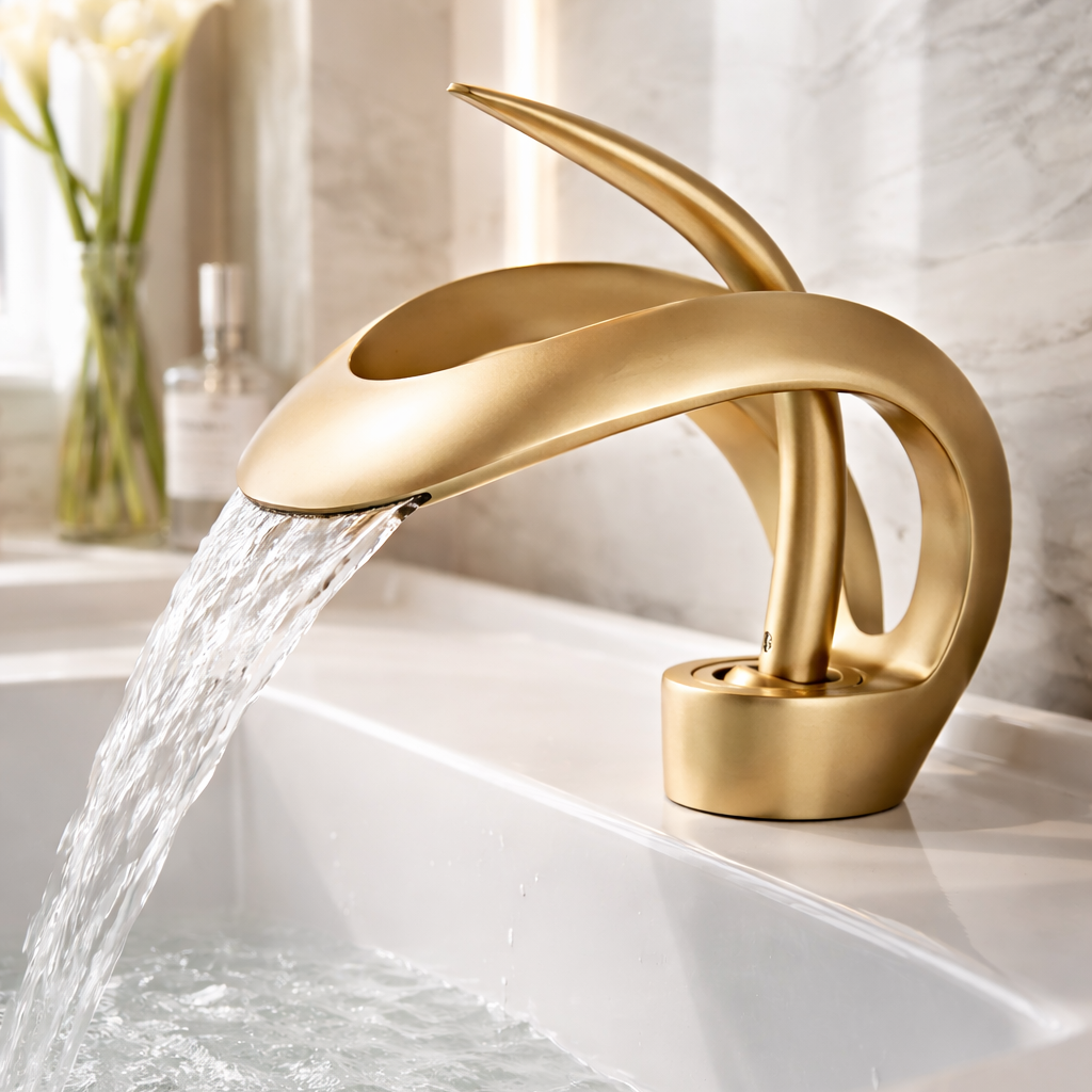 Minimalist Brass Bathroom Faucet Single Handle Basin Mixer