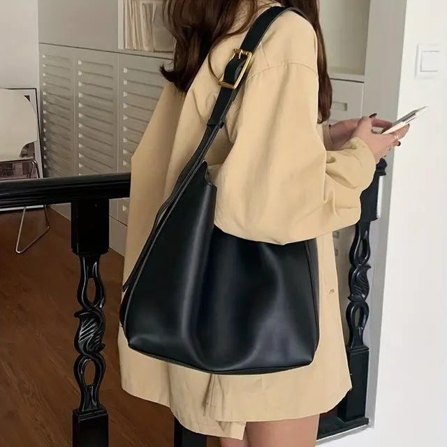 Minimalist Leather Shoulder Tote Bag