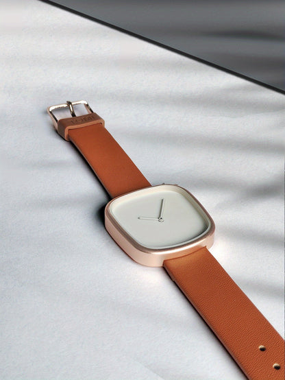 Minimalist Mens Watch Stainless Steel Analog Watch Leather Strap