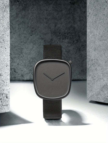 Minimalist Mens Watch Stainless Steel Analog Watch Leather Strap