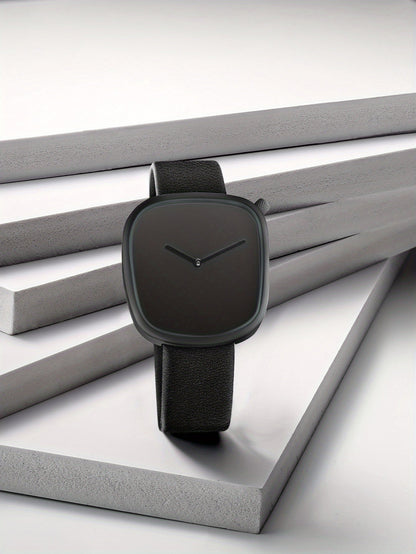 Minimalist Mens Watch Stainless Steel Analog Watch Leather Strap