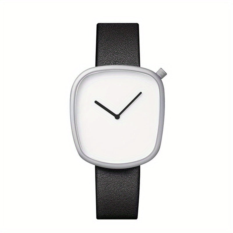 Minimalist Mens Watch Stainless Steel Analog Watch Leather Strap