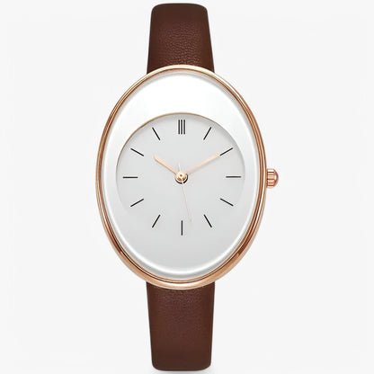 Minimalist Womens Leather Watch Slim Strap Quartz Wristwatch