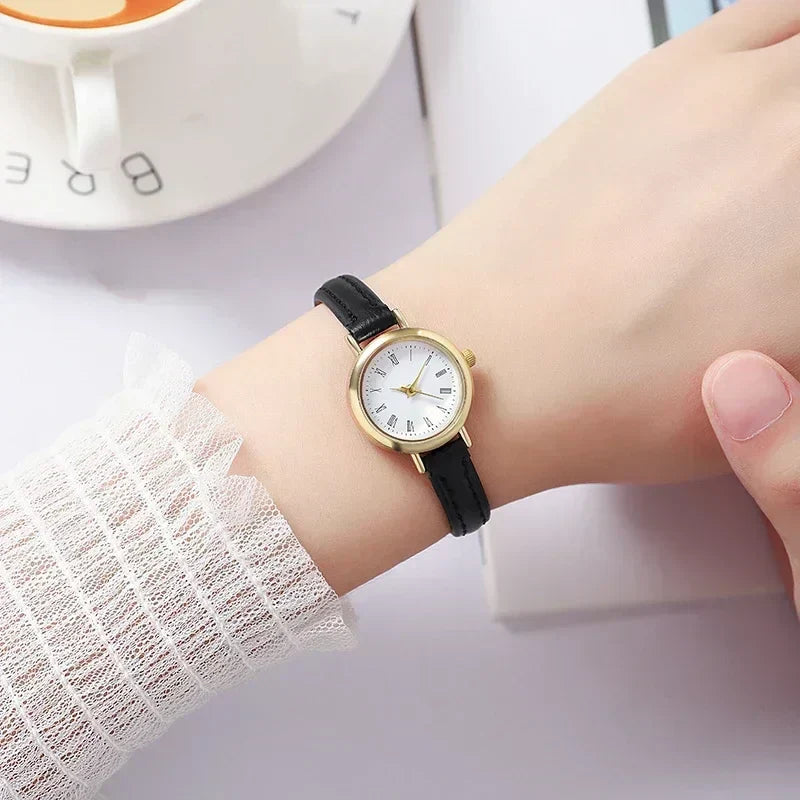 Minimalist Womens Watch PU Leather Strap Quartz Timepiece