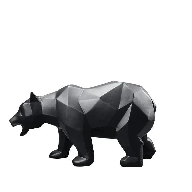 Modern Resin Sculpture Statue Geometric Black Bear Decorative Art Figure