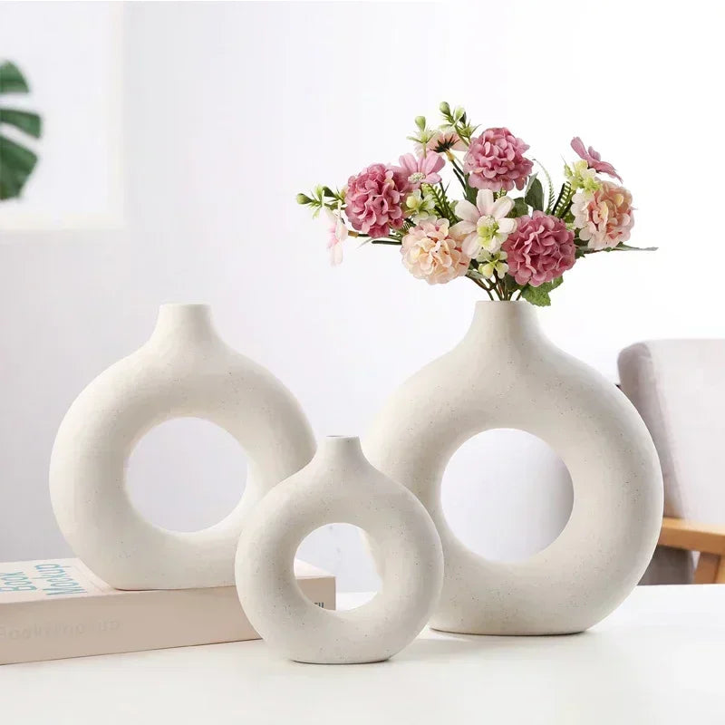 Modern Round Glass Vase Calm Elegant Home Decor Centerpiece