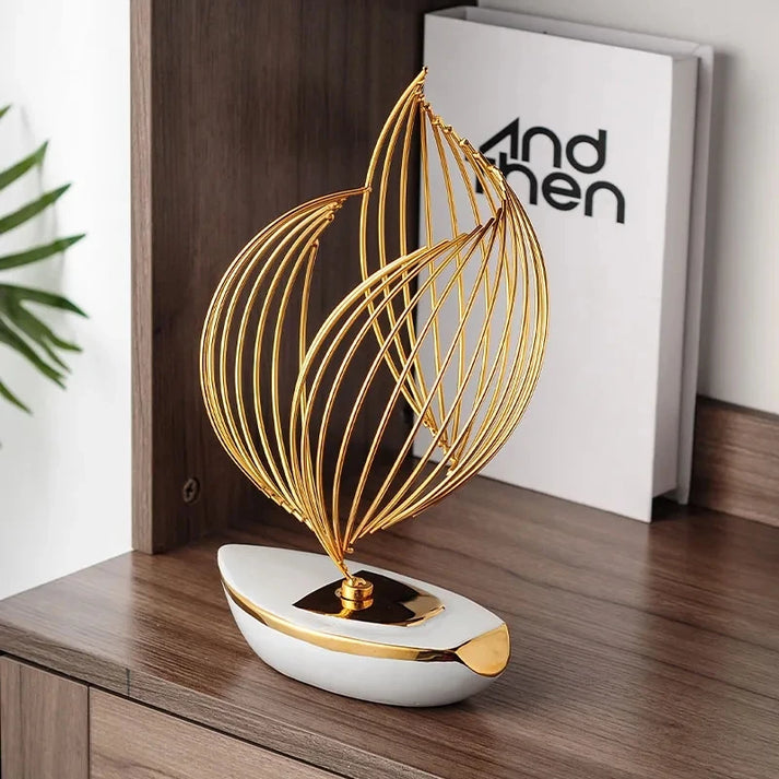 Modern Sailboat Sculpture Elegant Home Decor Accent