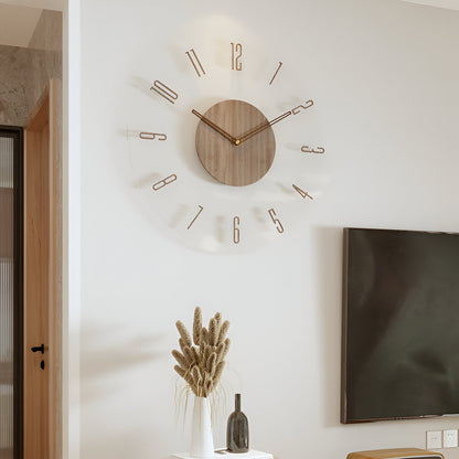 Modern Wooden Wall Clock Silent Large Number Decor
