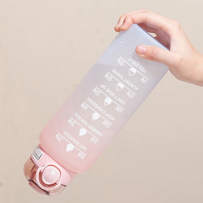 Motivational Water Bottle with Straw and Time Marker