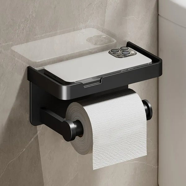 Multifunctional Toilet Paper Holder Bathroom Organizer Wall Mount Storage Shelf