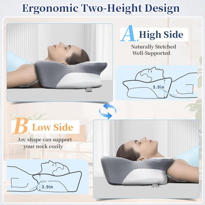 Orthopedic Memory Foam Neck Support Pillow Adjustable Sleep Cushion