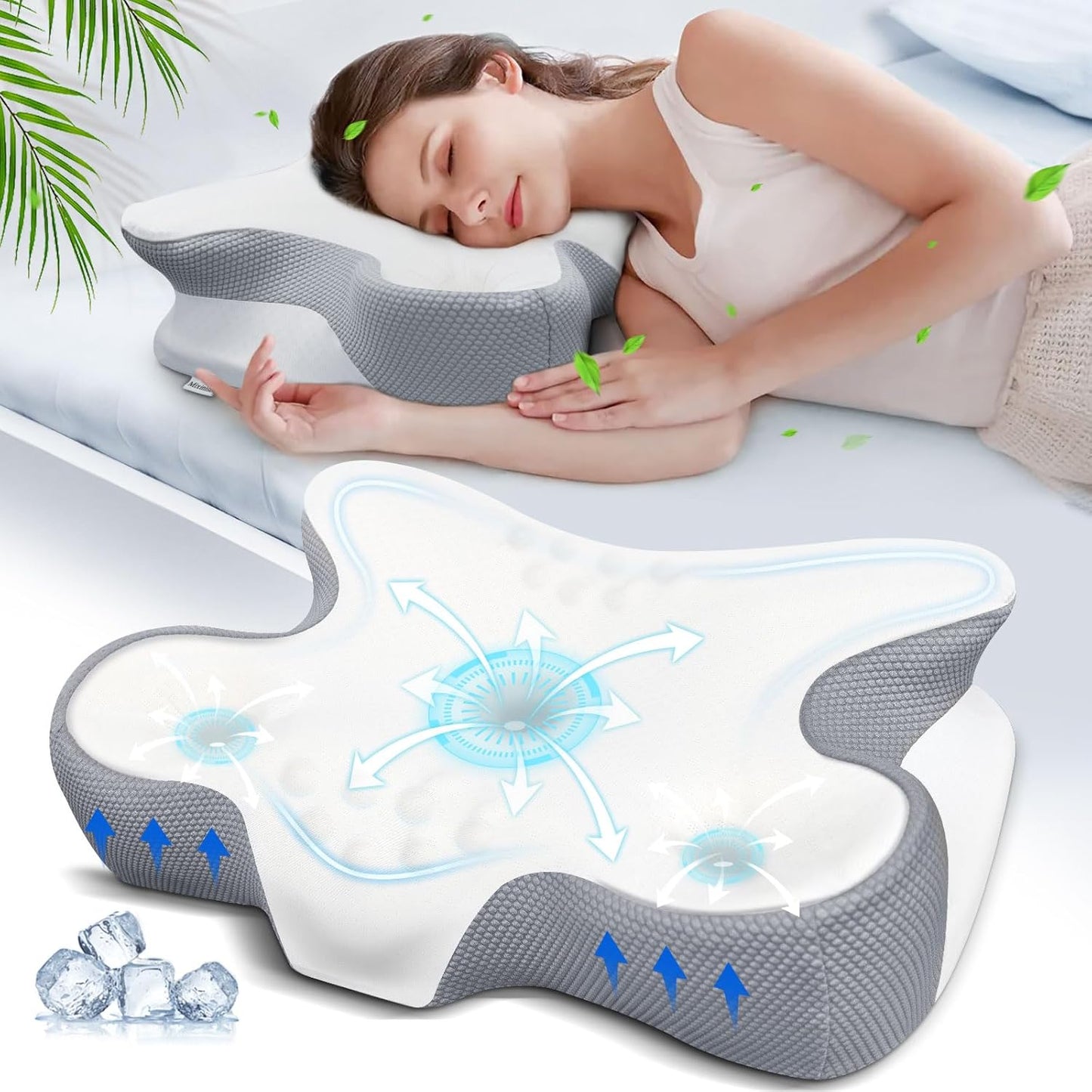 Orthopedic Memory Foam Neck Support Pillow Adjustable Sleep Cushion