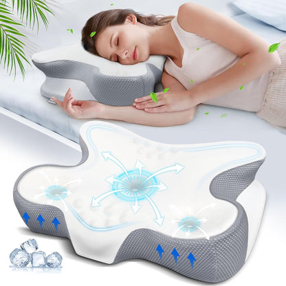 Orthopedic Memory Foam Neck Support Pillow Adjustable Sleep Cushion