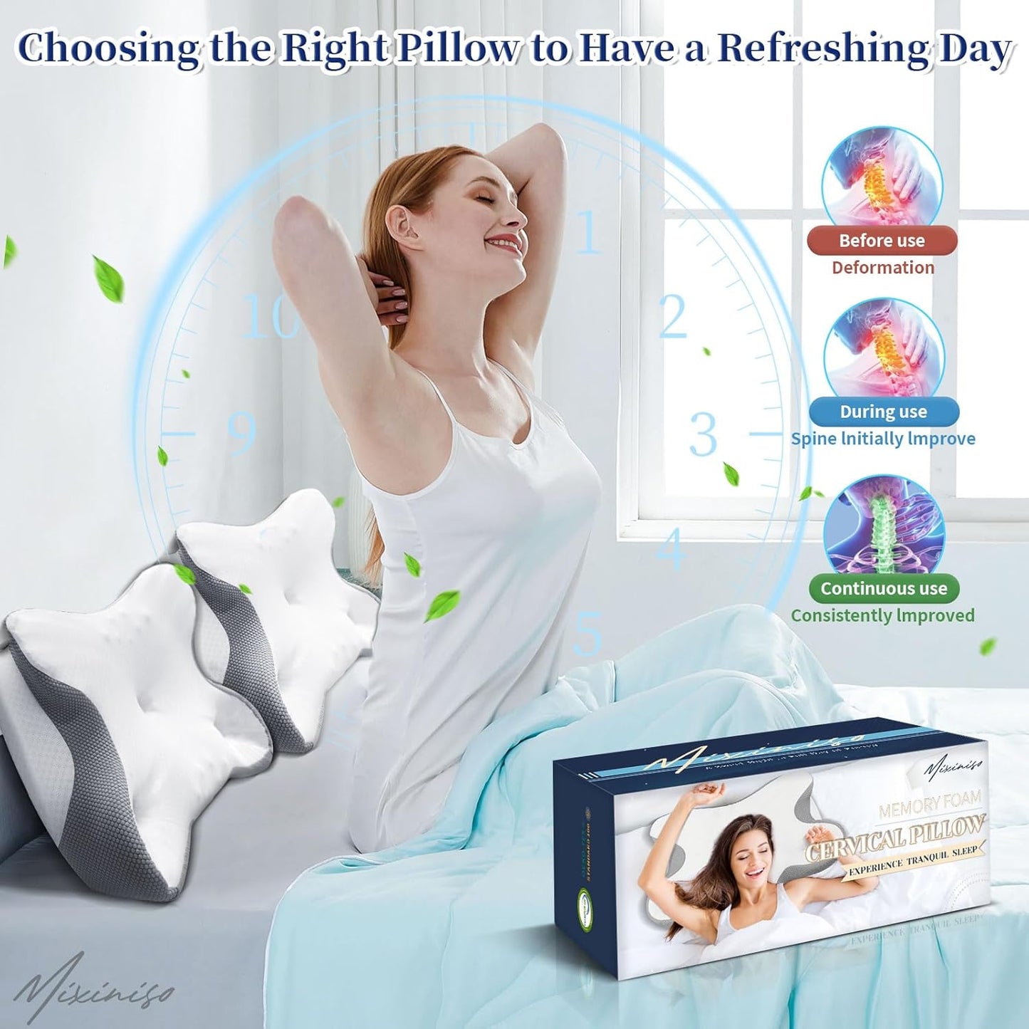 Orthopedic Memory Foam Neck Support Pillow Adjustable Sleep Cushion