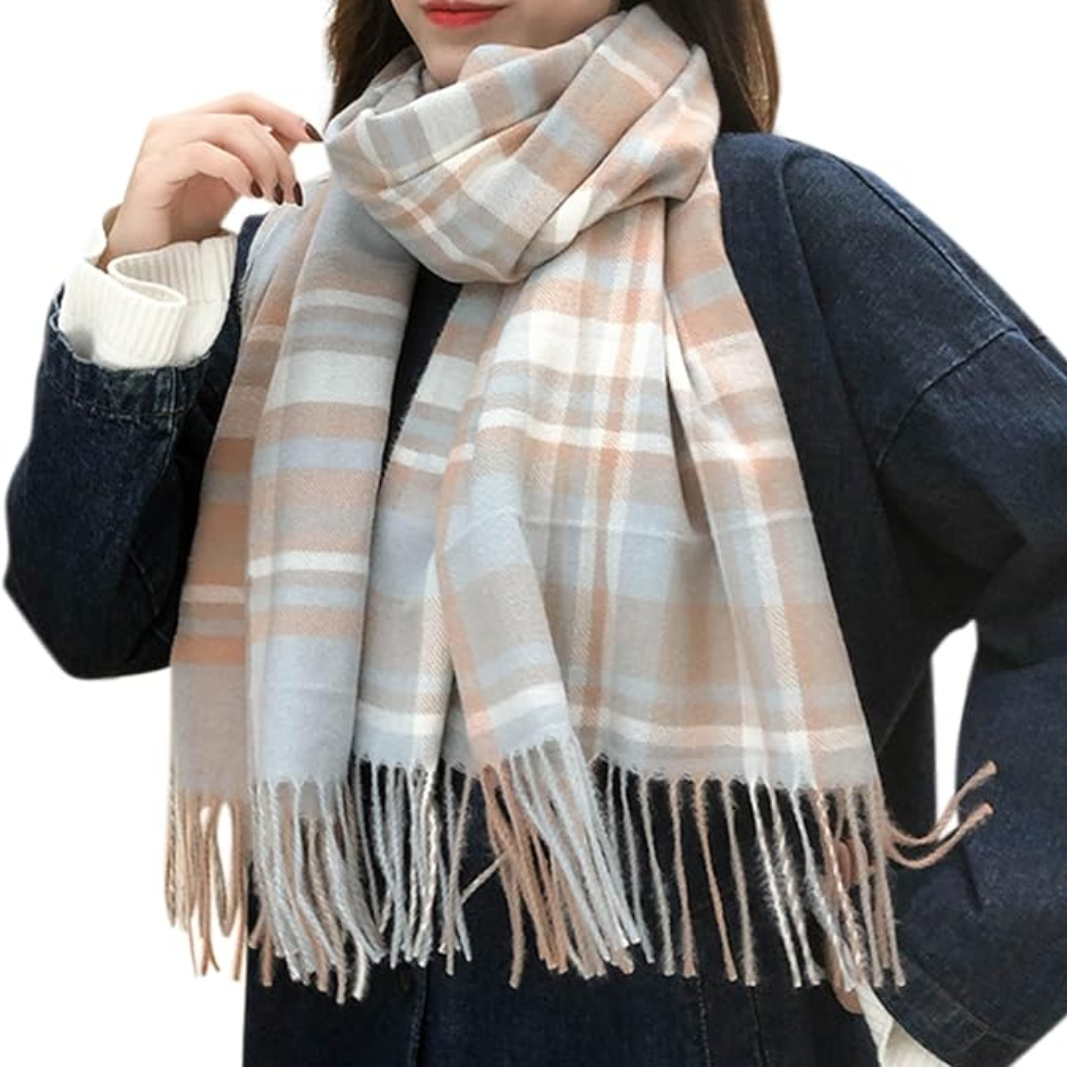 Oversized Plaid Winter Scarf Soft Chunky Wrap Shawl for Warmth and Everyday Style