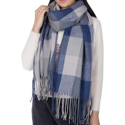 Oversized Plaid Winter Scarf Soft Chunky Wrap Shawl for Warmth and Everyday Style