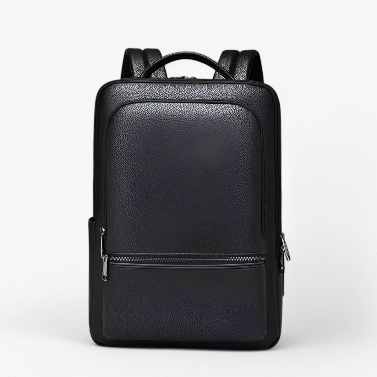 PU Leather Laptop Backpack USB Charging Travel Work Daily Carry 15.6 Inch Black