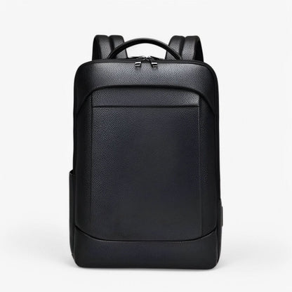 PU Leather Laptop Backpack USB Charging Travel Work Daily Carry 15.6 Inch Black