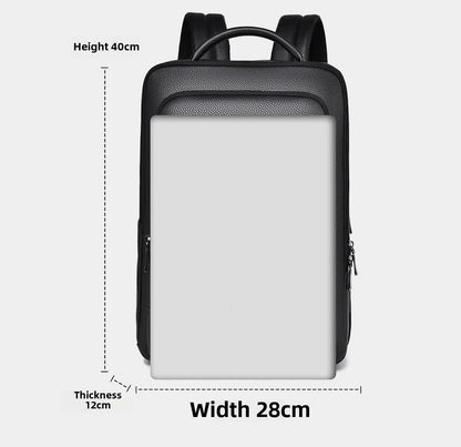 PU Leather Laptop Backpack USB Charging Travel Work Daily Carry 15.6 Inch Black