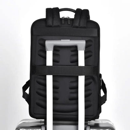 PU Leather Laptop Backpack USB Charging Travel Work Daily Carry 15.6 Inch Black