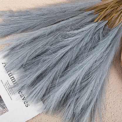 Plush Pampas Artificial Flowers Beige - Decorative Indoor Home Decor Silk Grass